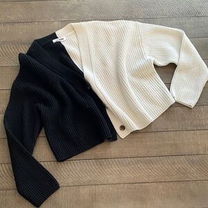 Steve Madden Women's Black and White Cardigan Sweater size M